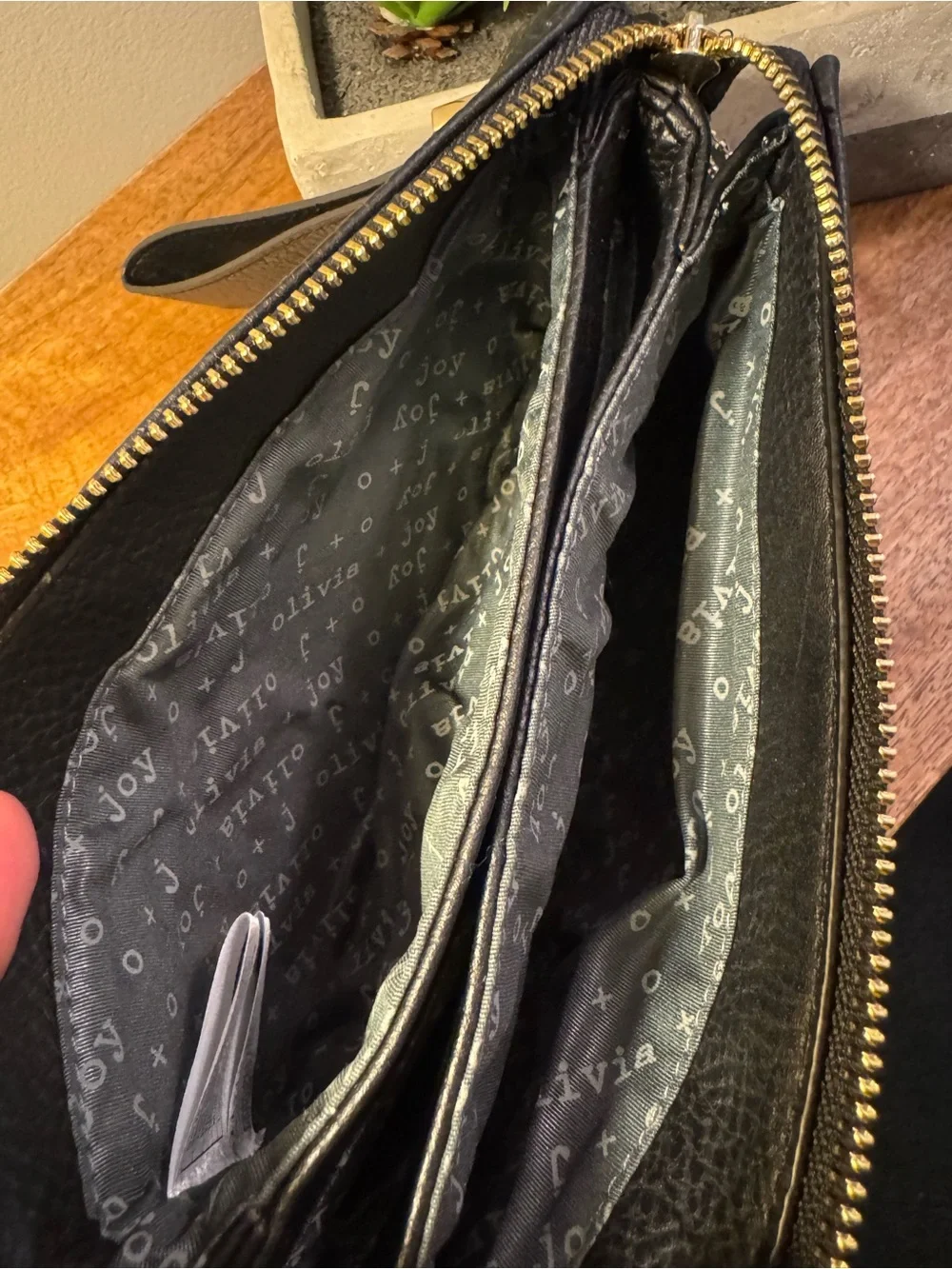 Olivia + Joy Black Pebbled Leather Wristlet Clutch - Picture 4 of 5